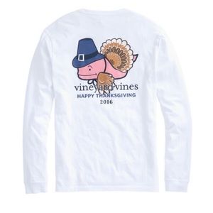 NWT Vineyard Vines Men’s Longsleeve Graphic Pocket Tee Happy Thanksgiving 2016